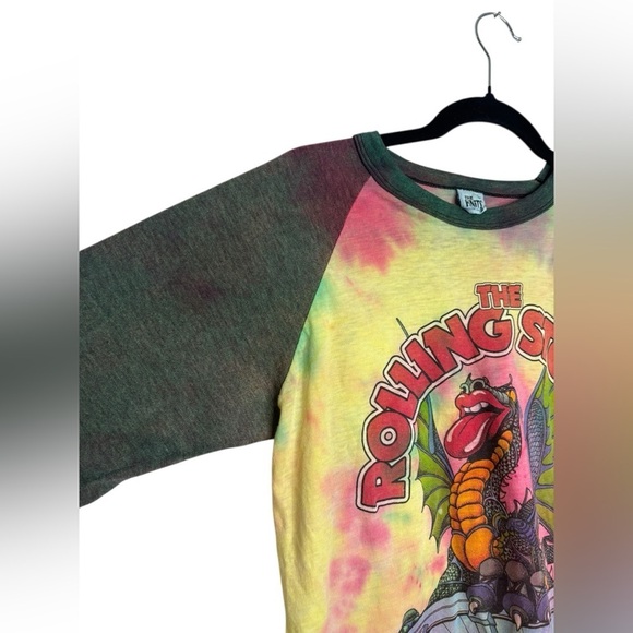 VTG Tie Dye 1981 Rolling Stones Concert Raglan Tee Thrashed Distressed Large - Picture 4 of 16